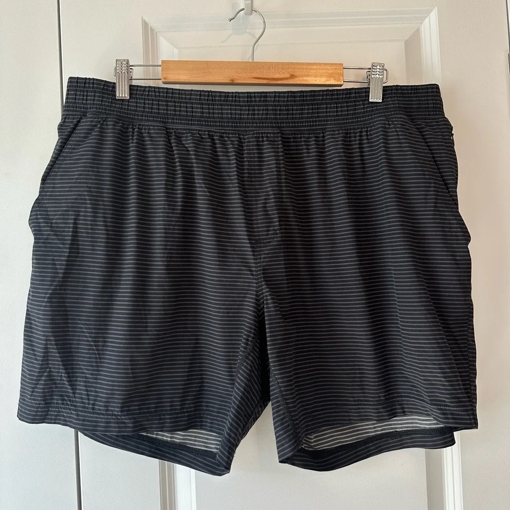 Rhone Men’s Mako Shorts Black/Asphalt Stripe (Size XXL)